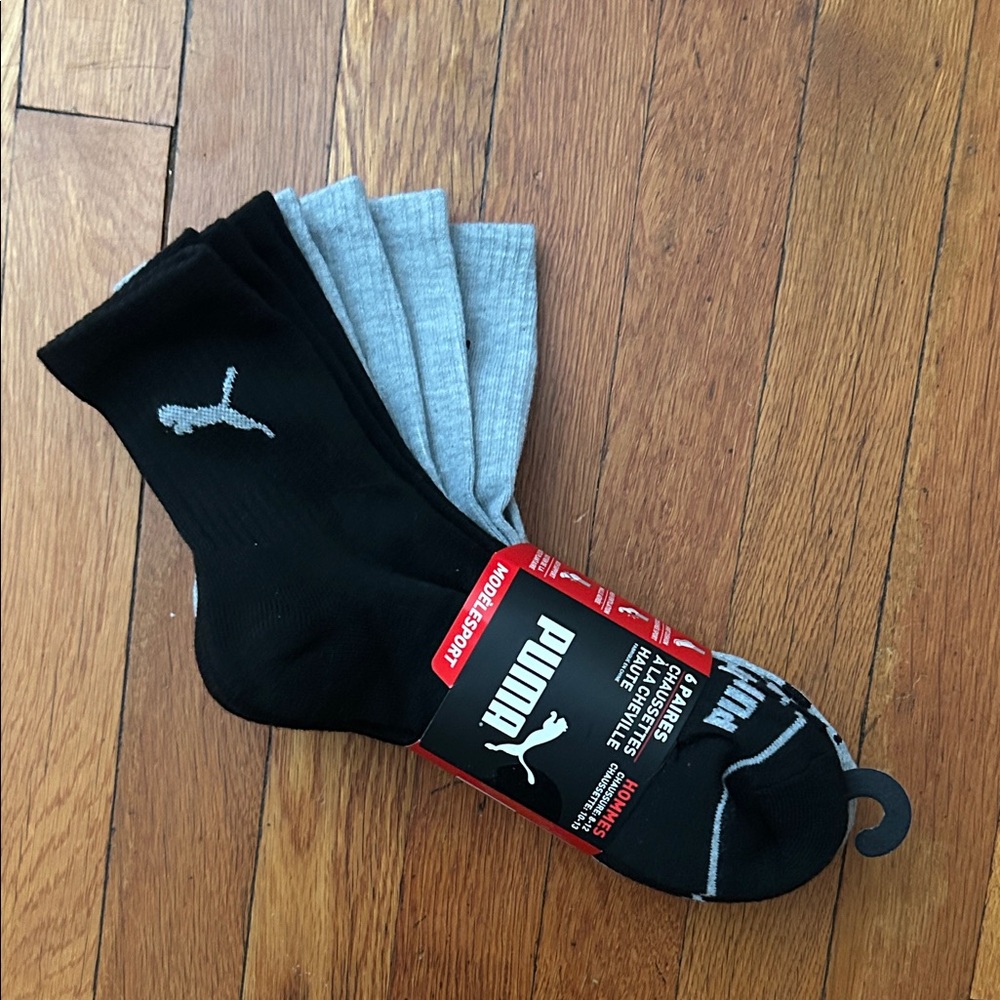 Puma Men's Athletic Socks in Black and Gray